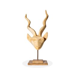 Carved Wooden Kudu Head front