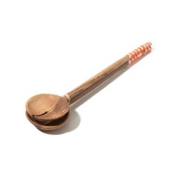 Orange Bone and Wood Salad Serving Set