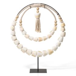 White Shell Double Circle Necklace on Stand