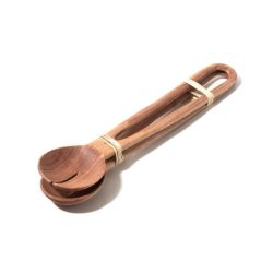 Wooden Salad Serving Set with Safety Pin Detail
